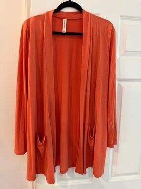 Zenana Open-Front Cardigan with pockets - Orange